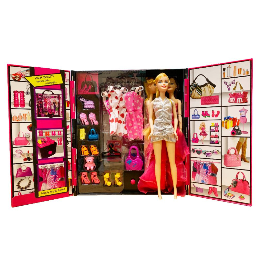 【W先生】芭比娃娃 芭比時尚衣櫃人物組 夢幻衣櫃 夢幻衣櫥 手提衣櫥組 女孩 女生 玩具 扮家家酒-細節圖3