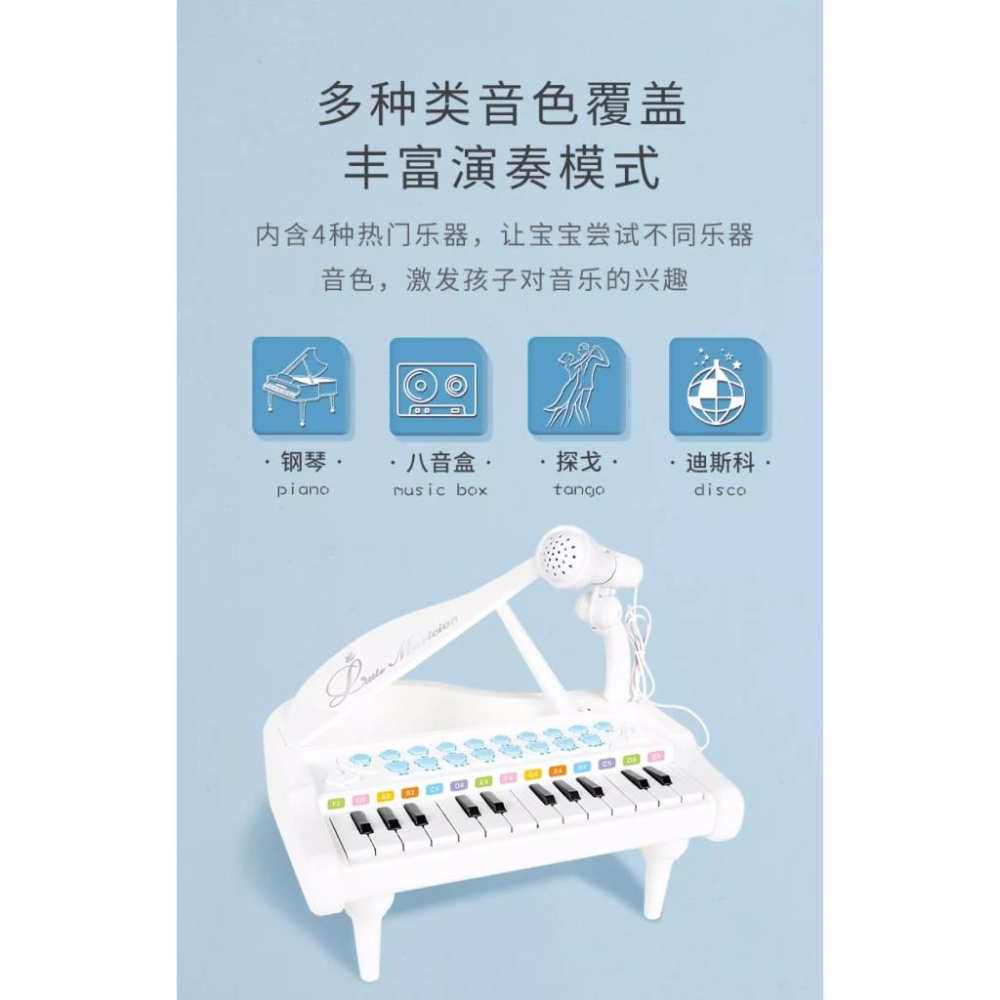 【W先生】兒童 24鍵 古典鋼琴 桌上型 電子琴 鋼琴 麥克風 可錄音 可調音量 教學 燈光 MP3 音樂 樂器 玩具-細節圖6