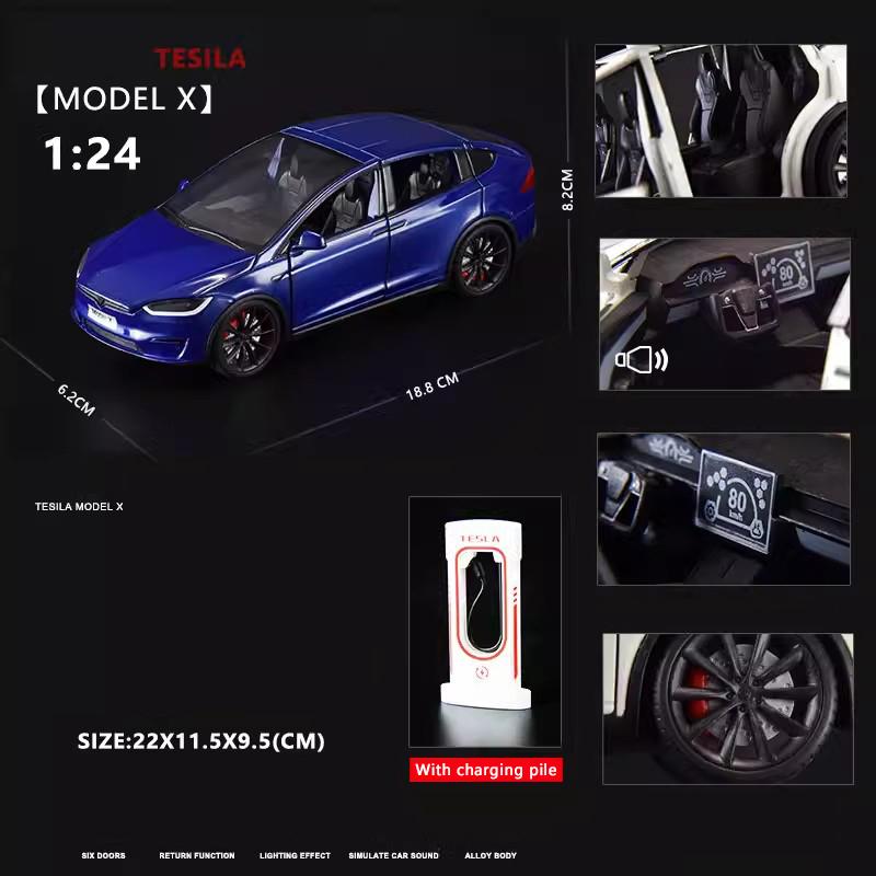 【W先生】XLG 1:24 1/24 特斯拉 TESLA MODEL X 聲光音效 迴力車 合金車 模型車-細節圖8