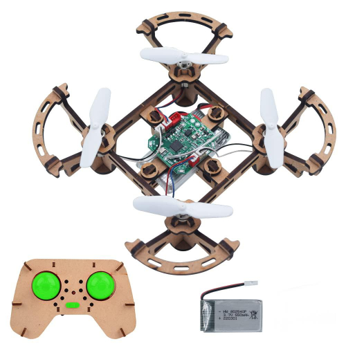 【W先生】科技小製作 木製 遙控 四軸 無人機 飛行器 材料包 科學實驗 玩具 益智 教育 DIY 拼裝 自行組裝