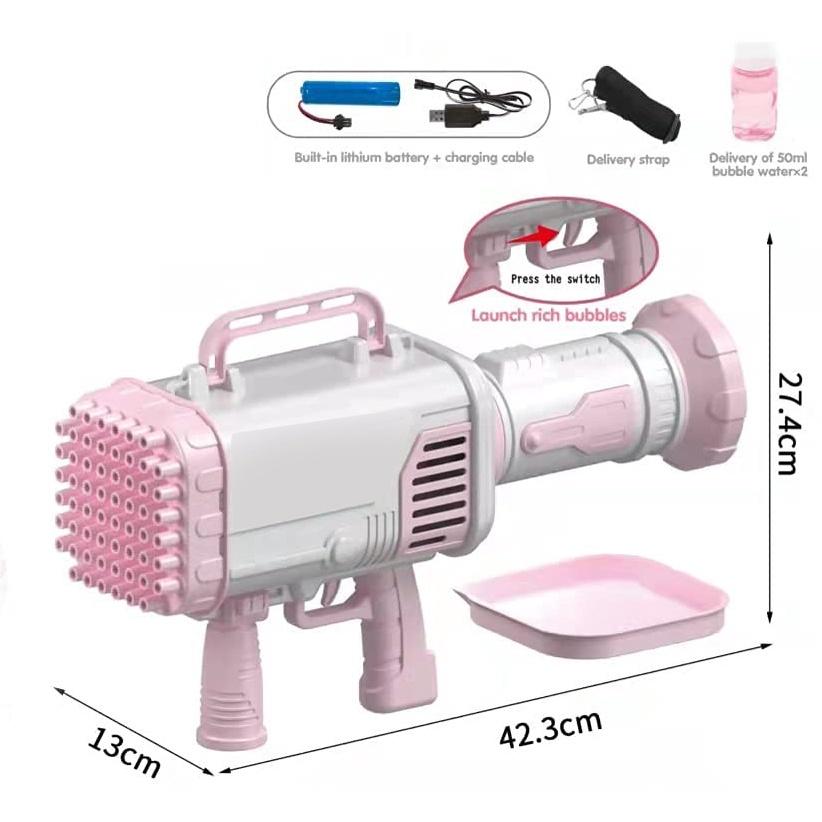 【W先生】充電電池 升級款 60孔 電動 泡泡槍 加特林泡泡機 火箭筒泡泡槍 炫彩燈光 吹泡泡 兒童 玩具-細節圖4