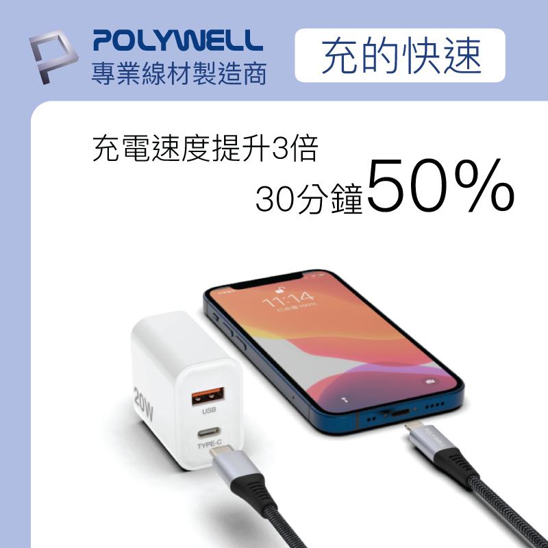 【CandaceQ】POLYWELL PD雙孔快充頭 20W Type-C充電頭 充電器 豆腐頭 適用於蘋果iPhone-細節圖2