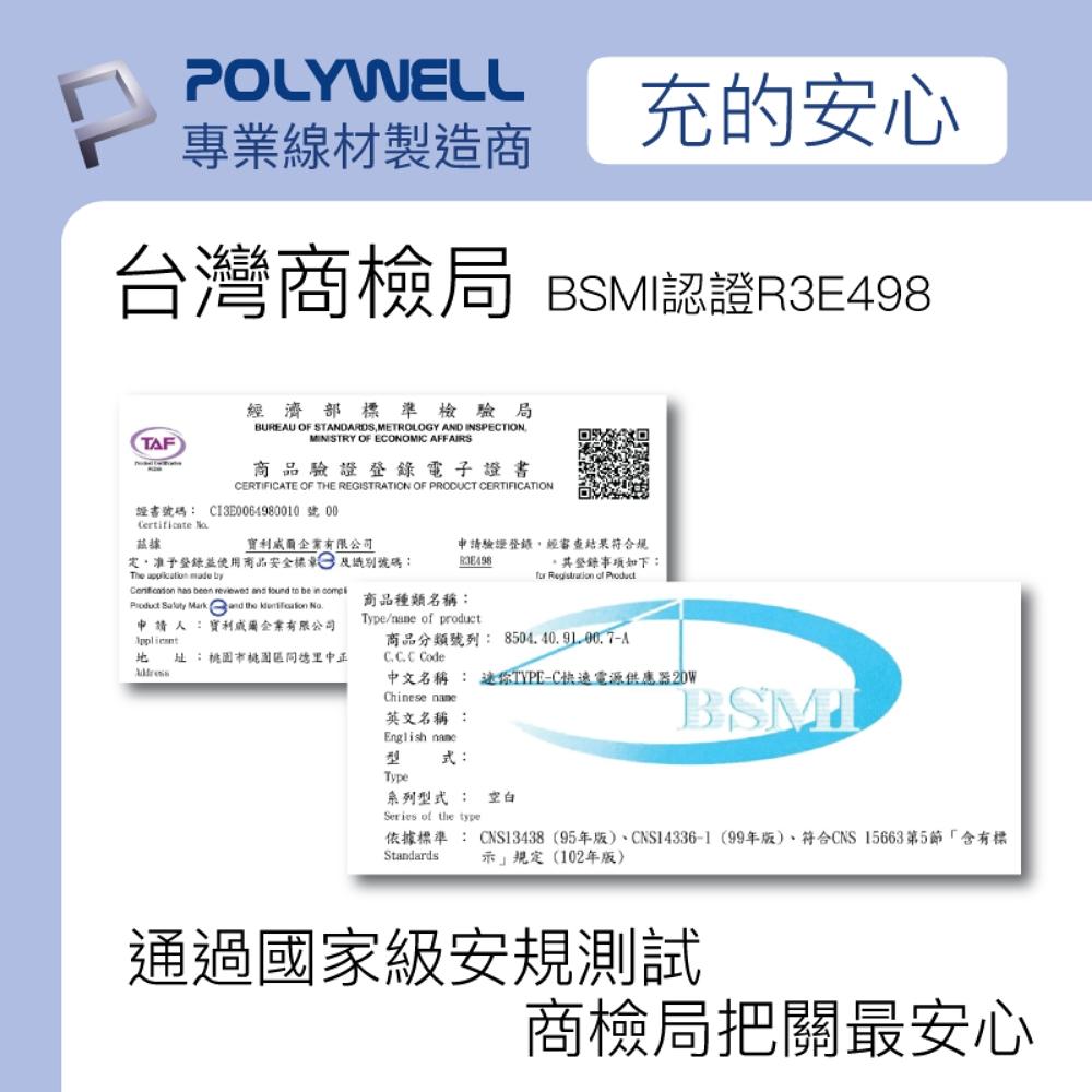 【CandaceQ】POLYWELL PD雙孔快充頭 20W Type-C充電頭 充電器 豆腐頭 適用於蘋果iPhone-細節圖6