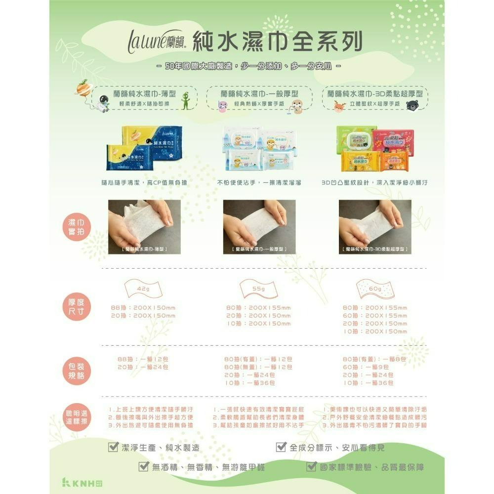 🇹🇼台灣製造。KNH康那香-蘭韻純水濕紙巾💦-細節圖7