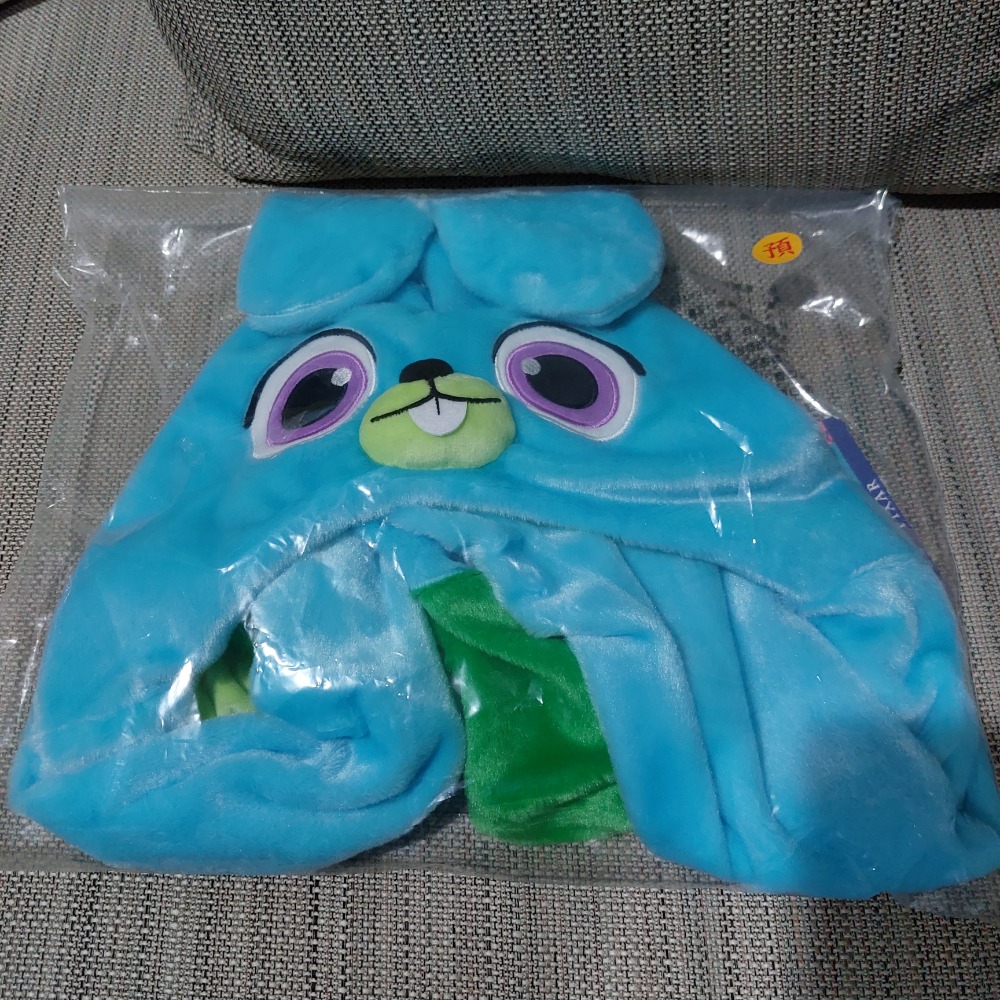 正版迪士尼皮克斯毛朋友絨毛帽 兔崽子款 按壓氣囊絨毛帽 造型圍巾-細節圖2