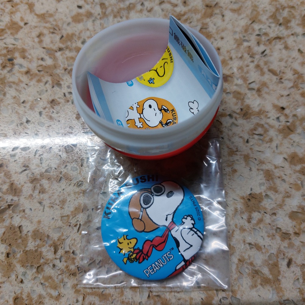 PEANUTS×藏壽司 史努比扭蛋馬口鐵磁鐵 史努比＆胡土托 歐拉夫-規格圖3
