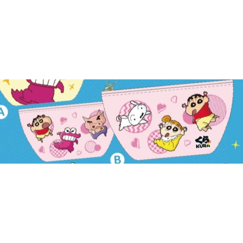 藏壽司 蠟筆小新皮革三角零錢包 粉色款 雙面卡通授權錢包-細節圖2