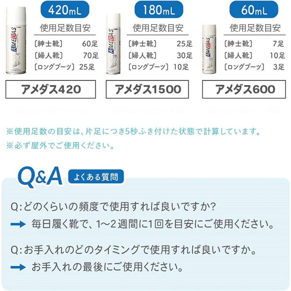 日本製 AMEDAS 防水噴霧 防水噴劑 鞋子防水 皮革 帆布防水噴劑 麂皮 超防潑 防水噴劑 鞋用防水 防潑 防髒-細節圖7