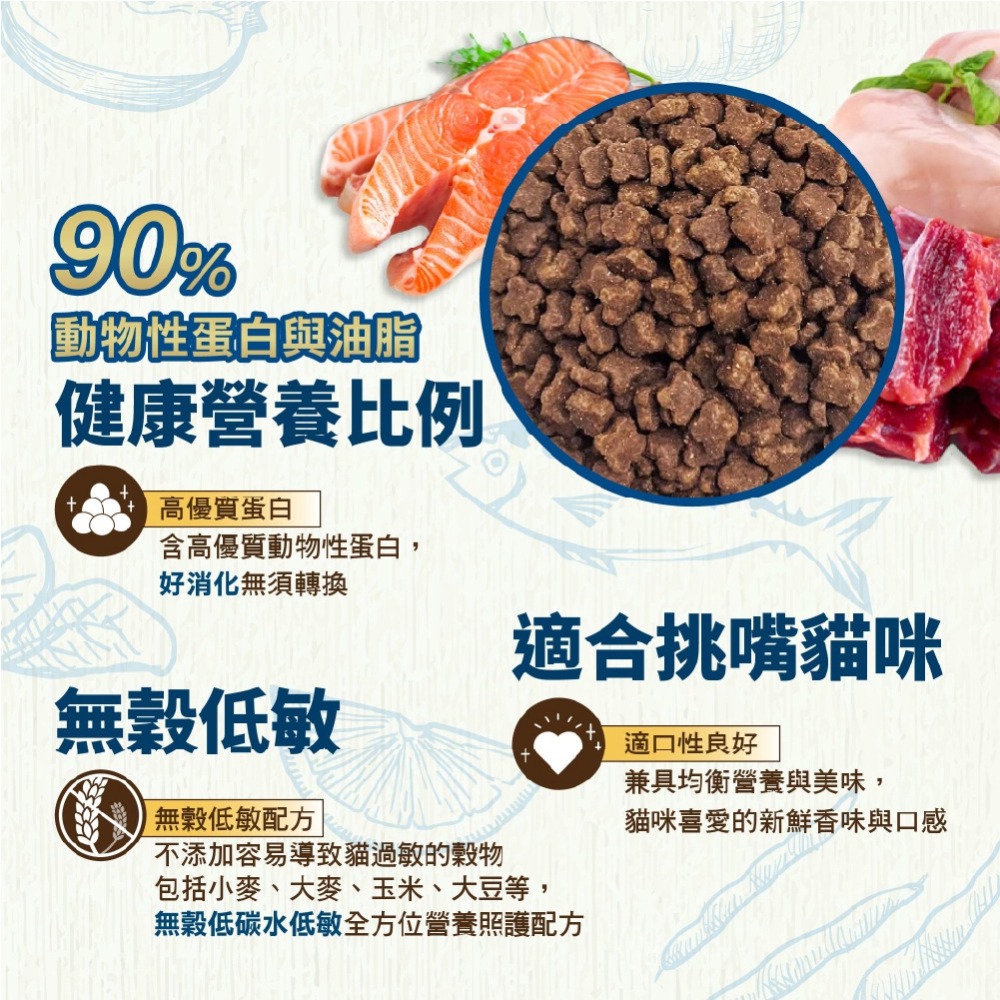 【UCAT】天然無穀全齡貓挑嘴亮毛配方2kg (雞肉+鮭魚)／(雞肉+鹿肉) 無穀貓糧 貓乾糧 貓飼料 購滿地-細節圖5