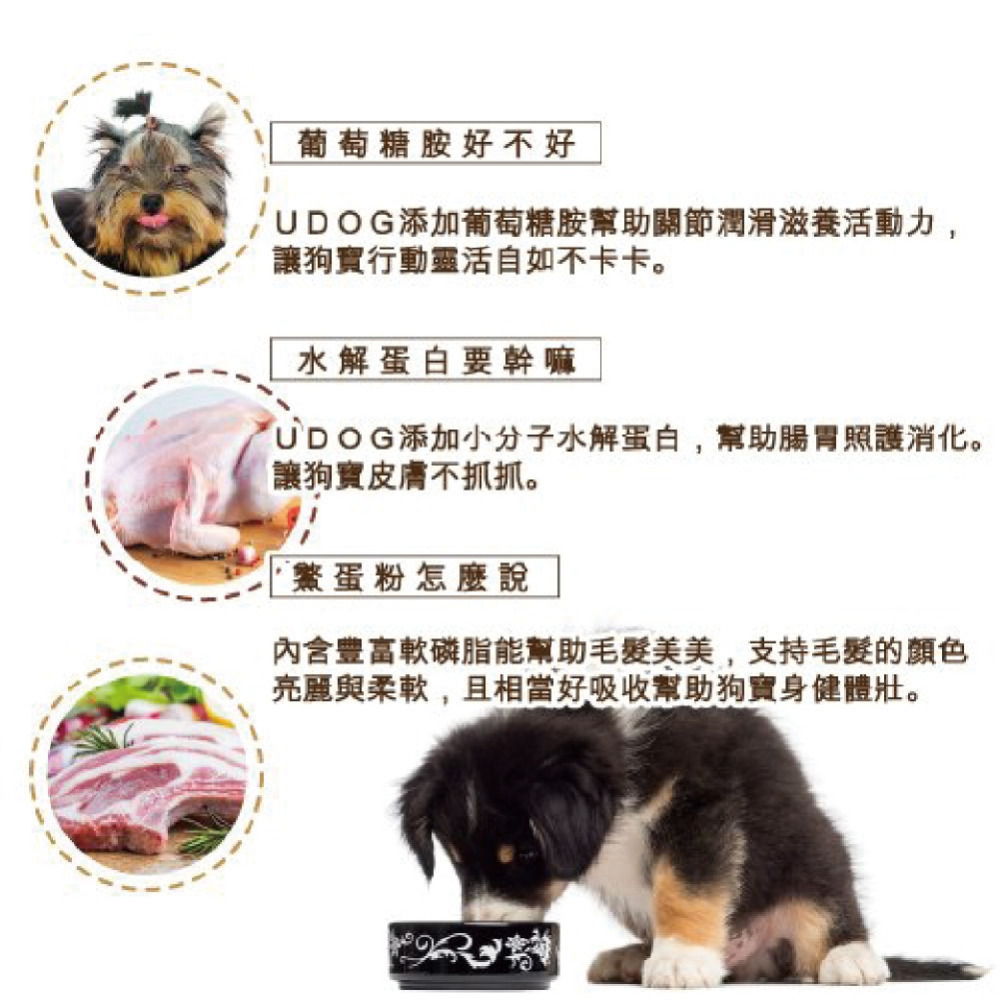 【UDOG】全齡犬有穀狗飼料 2kg 田園遨遊(雞羊雙拼)／草原盛宴(牛羊雙拼) 犬糧 狗糧 狗食品 購滿地-細節圖6