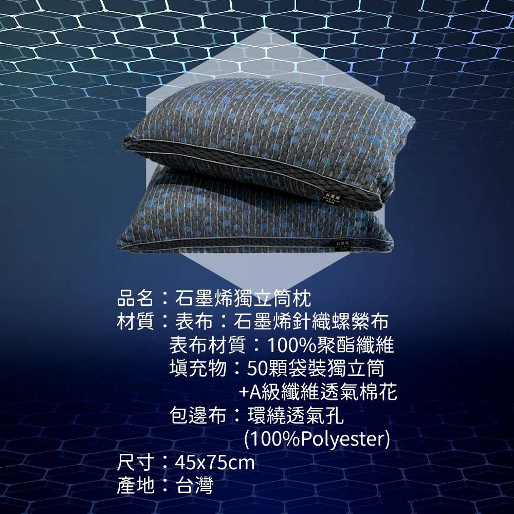【購滿地】石墨烯獨立筒枕45X75cm (1入)-細節圖7