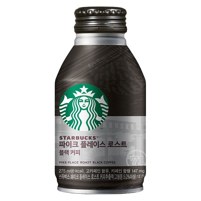 【星巴克】STARBUCKS 派克市場黑咖啡｜特濃咖啡拿鐵｜275ml/瓶 韓國原裝進口 購滿地-規格圖5