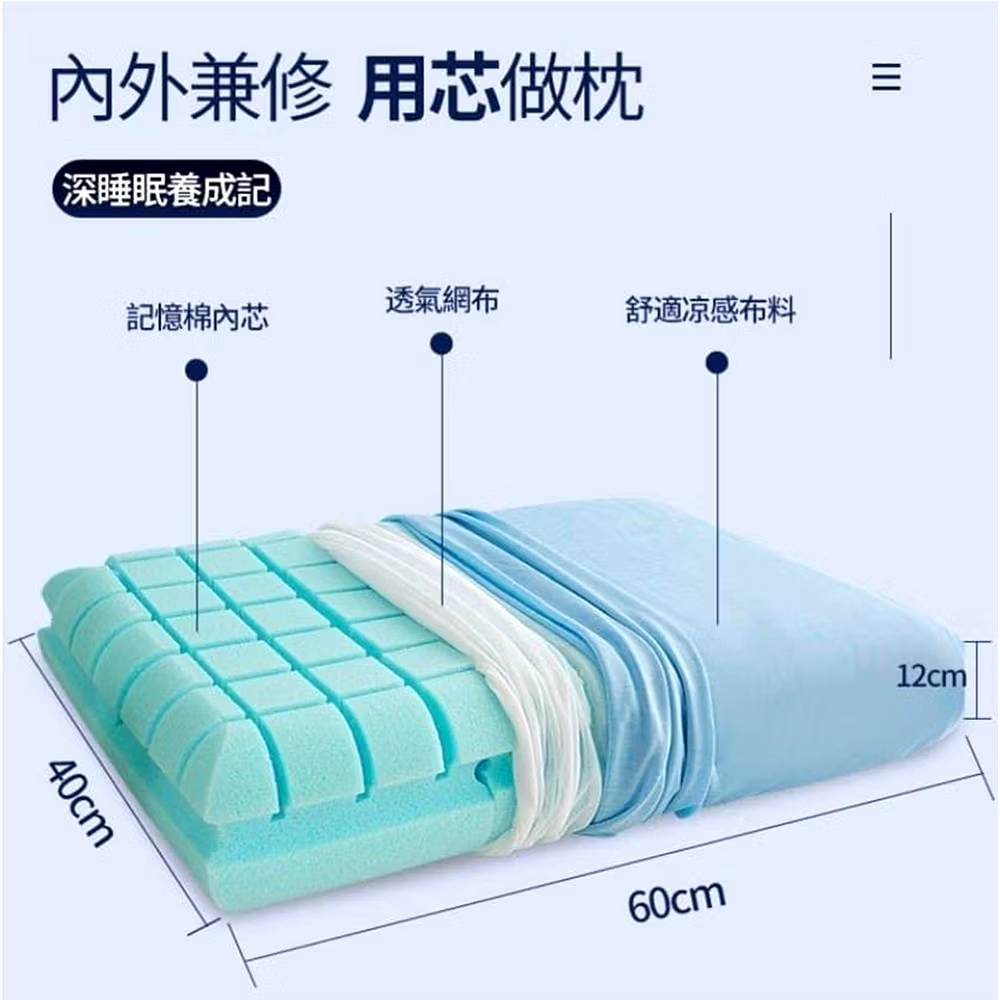 【購滿地】畢卡索護頸涼感雲中枕 60x40x12cm (1入)-細節圖4