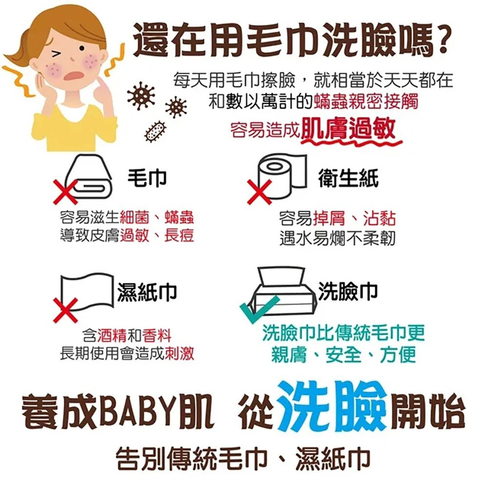 【HUKUKU福可】極淨洗臉巾(100抽) 淨肌款 乾溼兩用 超柔親膚 卸妝巾 拋棄式毛巾 購滿地-細節圖3