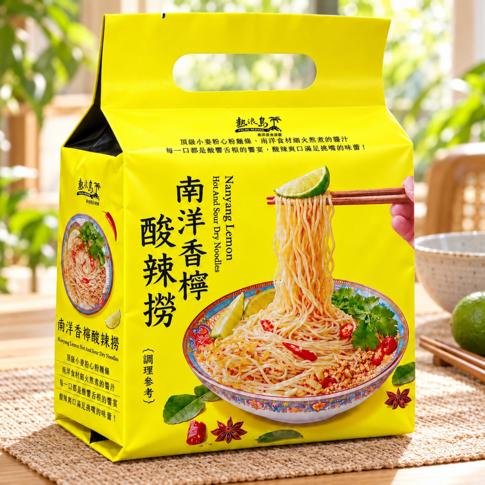 【熱浪島】南洋香檸酸辣撈 乾拌麵 300g (100gx3包) 全素 快煮麵 拌麵 南洋風味 即食麵 非油炸麵體-細節圖4