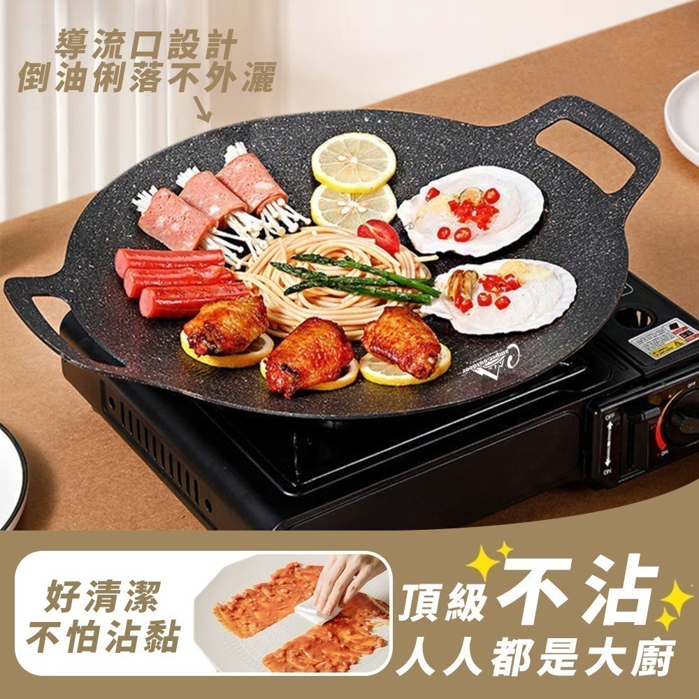 【限時購】烤盤 卡式爐烤盤 韓式烤盤 烤肉盤 燒烤盤 不沾烤盤 麥飯石烤盤 中秋節烤盤-細節圖9