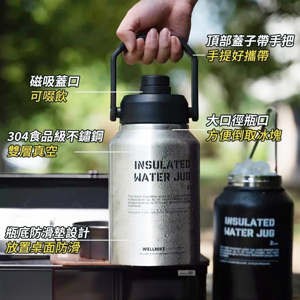 24小時極限保冰 2L保冰桶 保溫壺 露營桶 保冰水壺 保溫桶 保冰壺 冰塊桶 不銹鋼水壺 送冰夾-細節圖3