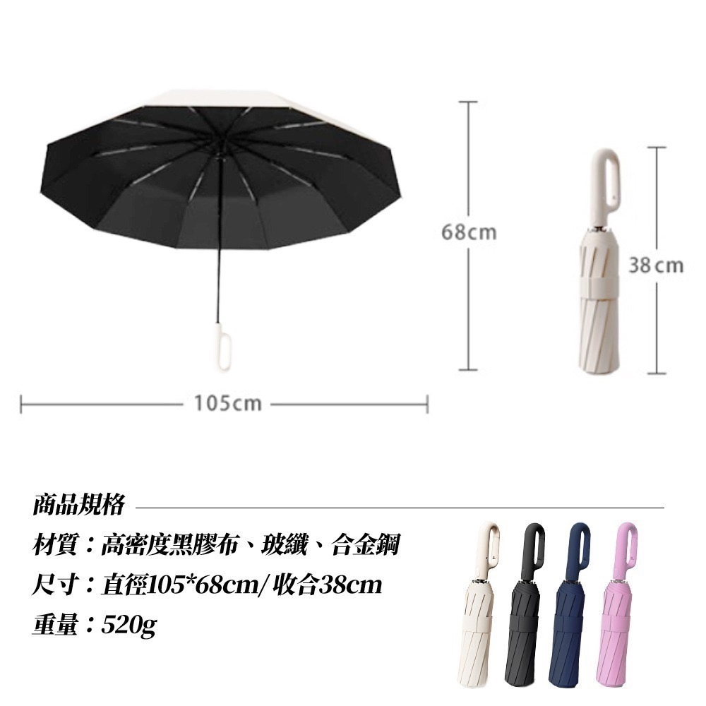 【限時購】環扣自動傘 2入優惠組 抗8級強風 勾勾傘 雨傘 自動傘 摺疊傘 晴雨傘 防曬傘-細節圖9