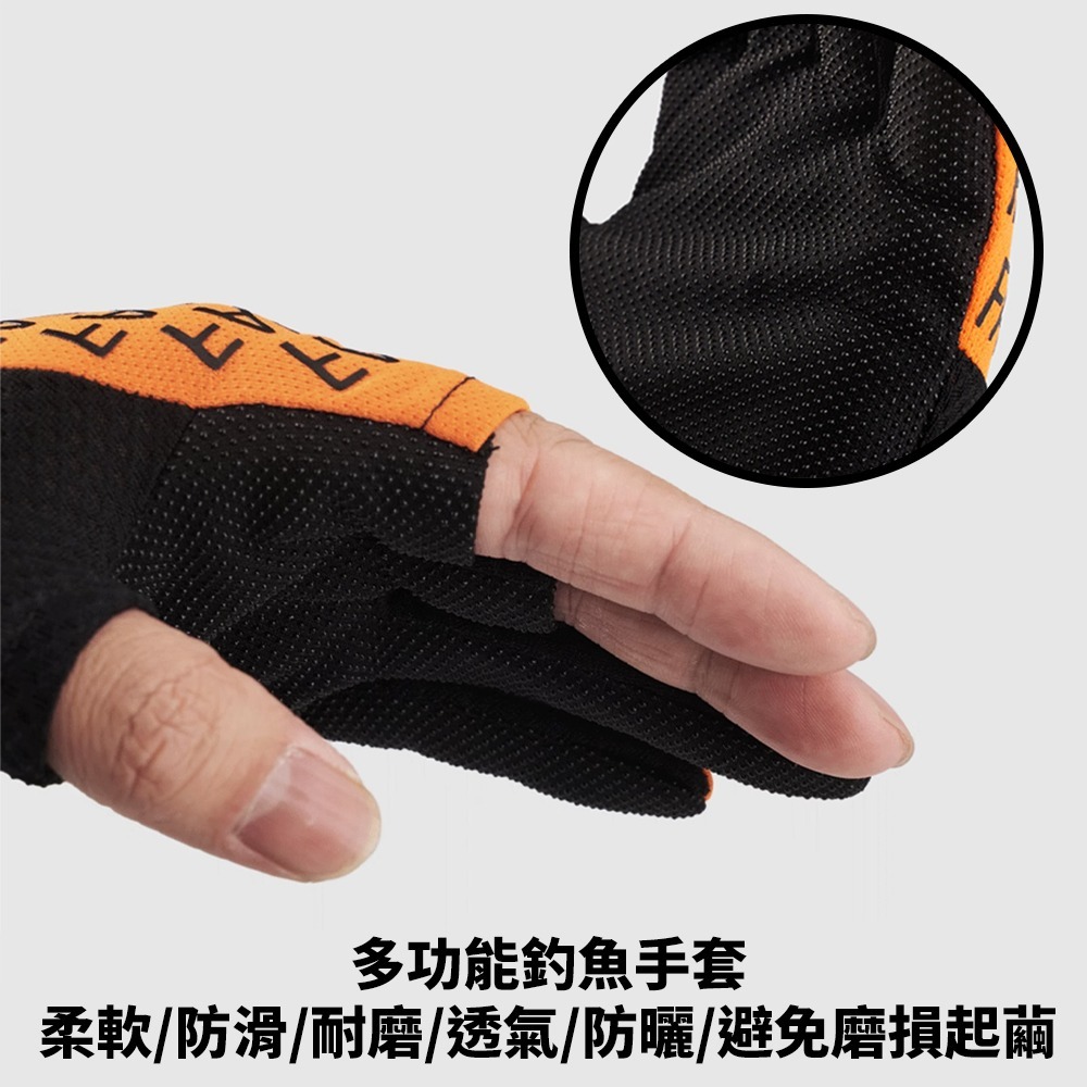 釣魚手套 露指手套 半指手套 防曬手套 防滑手套 騎車手套 開車手套 路亞手套 手套 小物釣 路亞 三尺寸可選-細節圖3