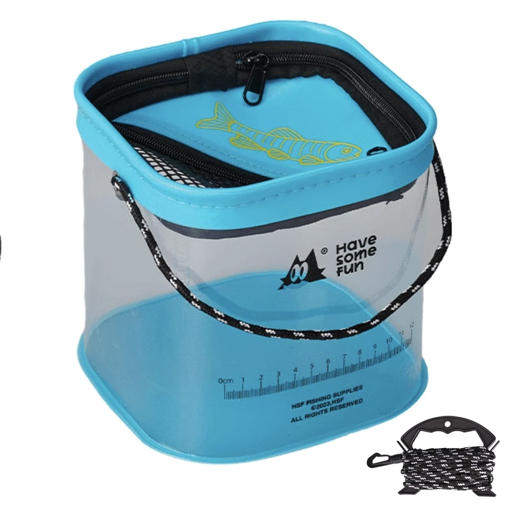 樂貓拉鍊活魚桶【天空藍】附打水繩