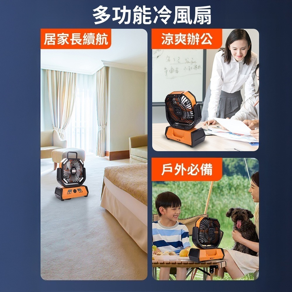 露營風扇 風扇燈 擺頭風扇 風扇 強力風扇 充電風扇 戶外風扇 10400mAh-細節圖8