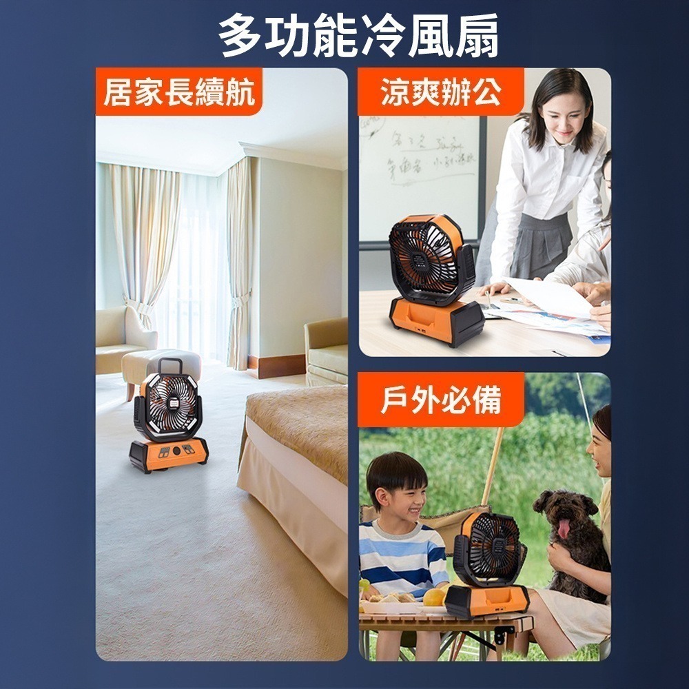 【限時購】露營風扇 風扇燈 擺頭風扇 風扇 強力風扇 充電風扇 戶外風扇 10400mAh-細節圖9