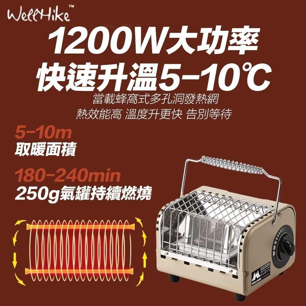 【限時購】免運！WELLHIKE 瓦斯暖爐 暖爐 露營暖爐 卡式暖爐 取暖爐 迷你暖爐 戶外暖爐-細節圖3