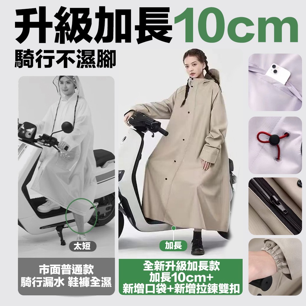 雨行者升級版 拉鍊+按扣雙重防水 排扣雨衣 升級三重門襟 暴雨級防水 防水係數10000mm-細節圖2