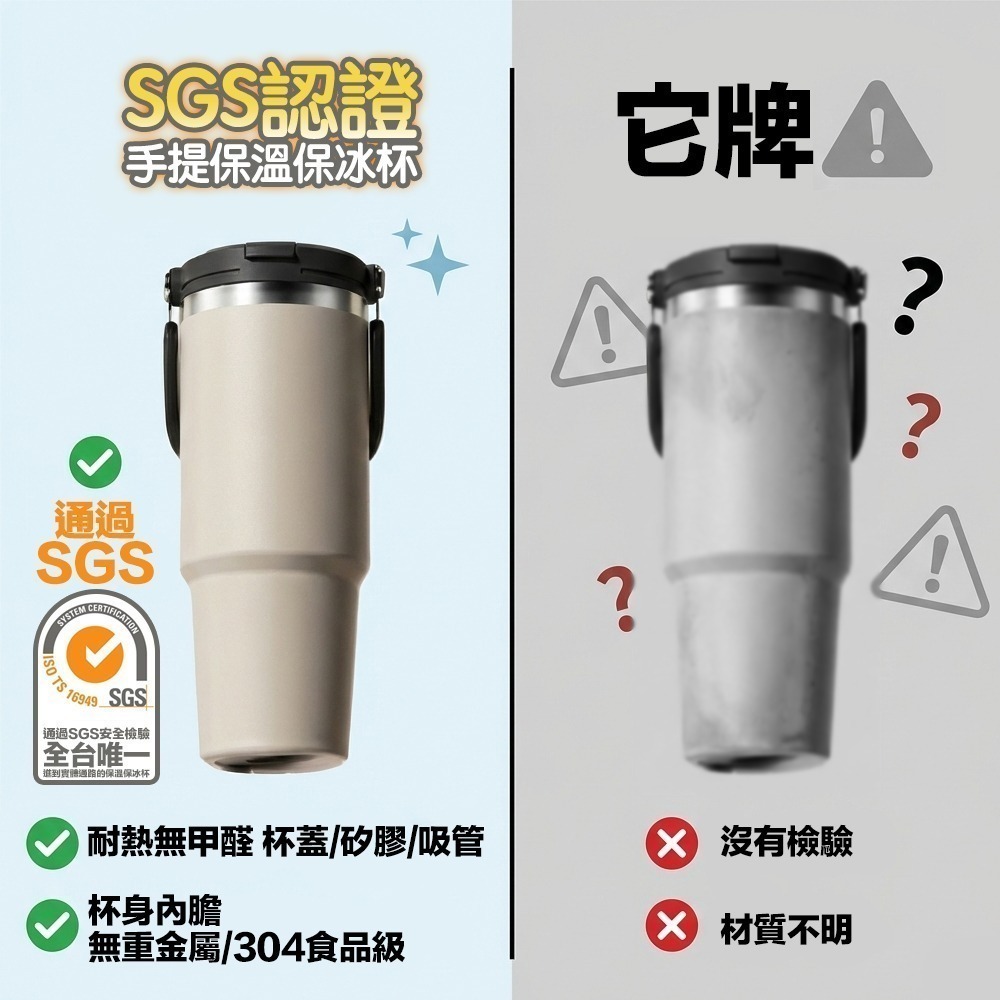【限時購】保溫保冰杯900ml 保溫杯 冰壩杯 飲料杯 隨行杯 環保杯 自帶提手把 304不鏽鋼-細節圖9