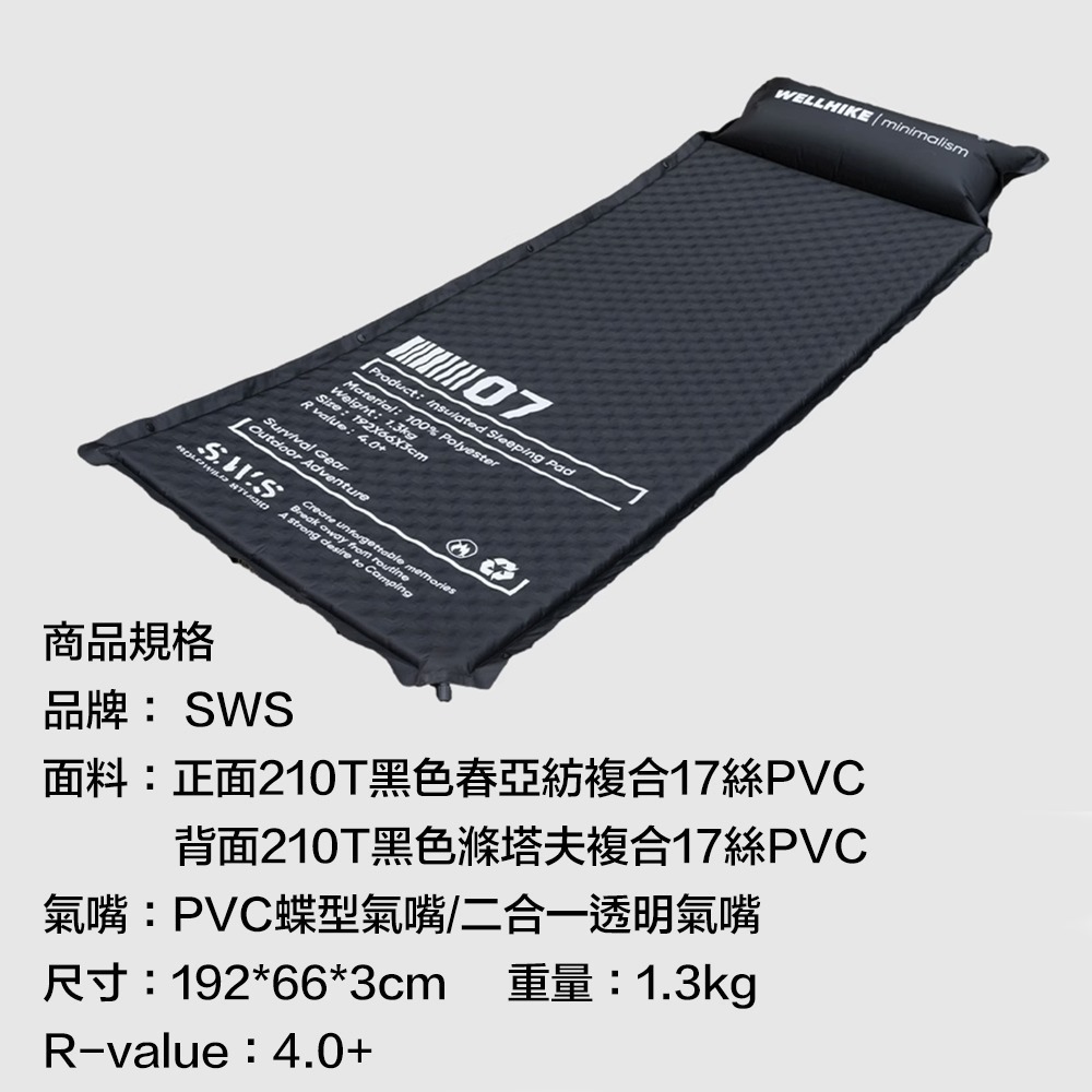 【限時購】WELLHIKE充氣睡墊 R值4.0+ 午睡墊 登山睡墊 自動充氣床 露營睡墊 露營床墊-細節圖10