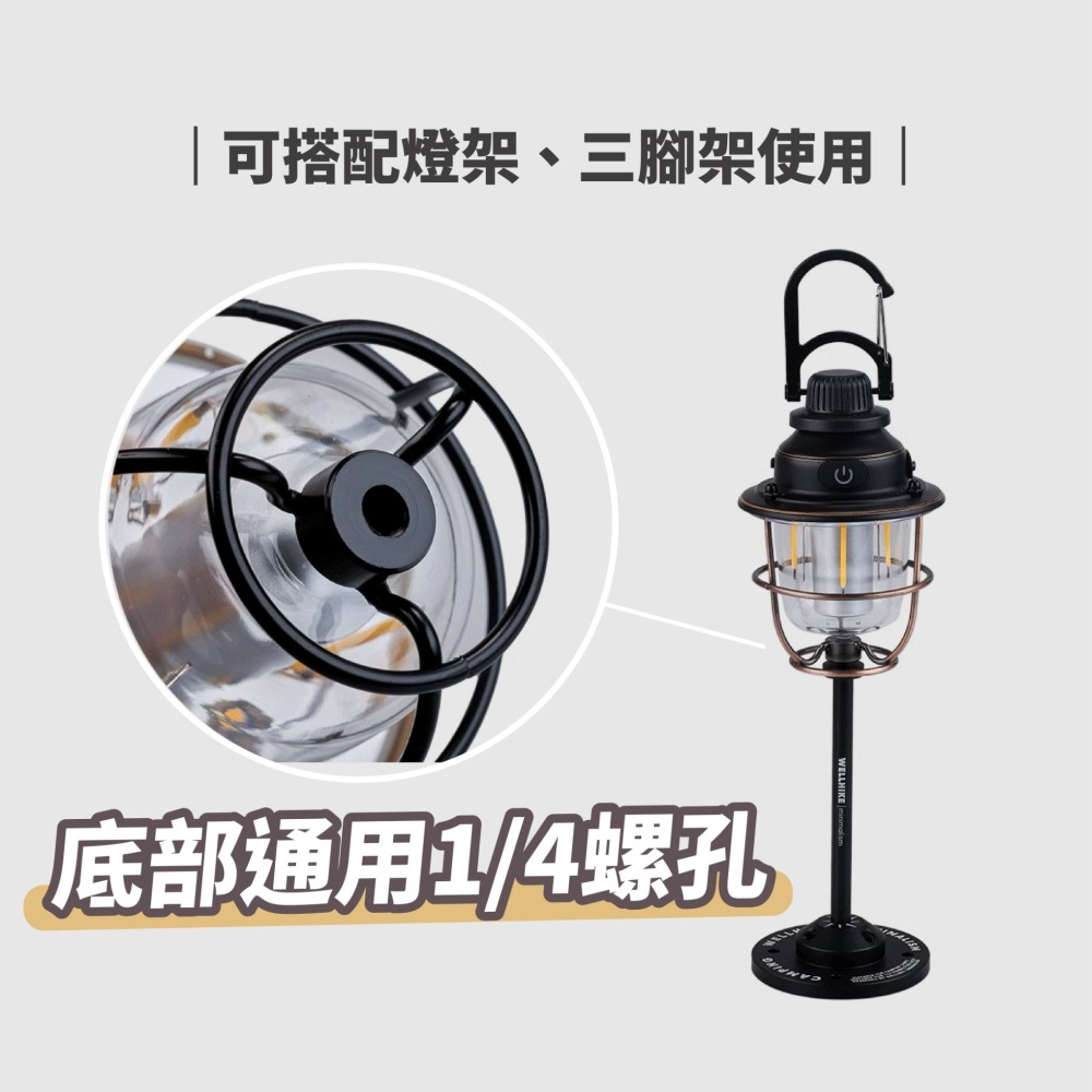WELLHIKE松果燈 進階版內建1/4螺牙 露營燈 照明燈 擺攤燈 帳篷燈-細節圖3