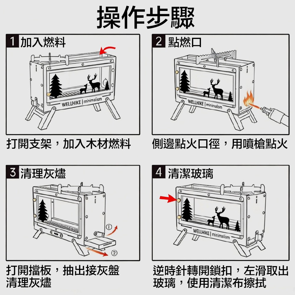 WELLHIKE 炎舞迷你桌爐 觀火爐 焚火爐 柴火爐 露營爐-細節圖4