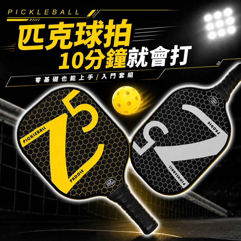 【限時購】匹克球拍組 【2拍+4球】 匹克球 匹克球拍 匹克球入門 玻璃纖維球拍 輕量球拍 室外球-細節圖2