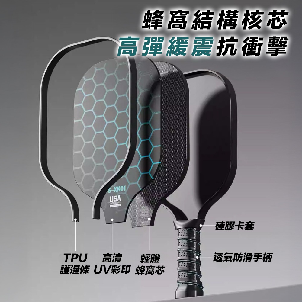 匹克球拍【夜電蜂巢⚡️雙拍送匹克球】 匹克球 玻璃纖維球拍 pickleball 匹克球拍組 皮克球拍 皮克球-細節圖4