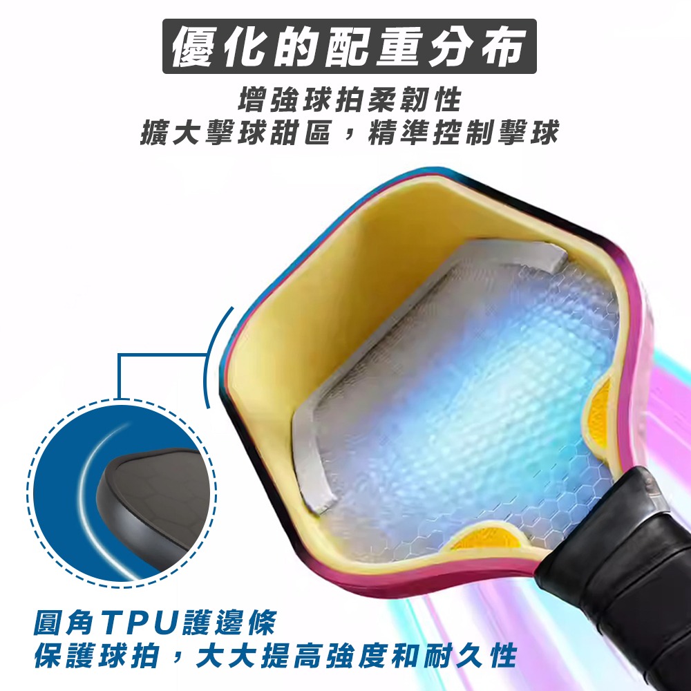 匹克球拍【夜電蜂巢⚡️雙拍送匹克球】 匹克球 玻璃纖維球拍 pickleball 匹克球拍組 皮克球拍 皮克球-細節圖6