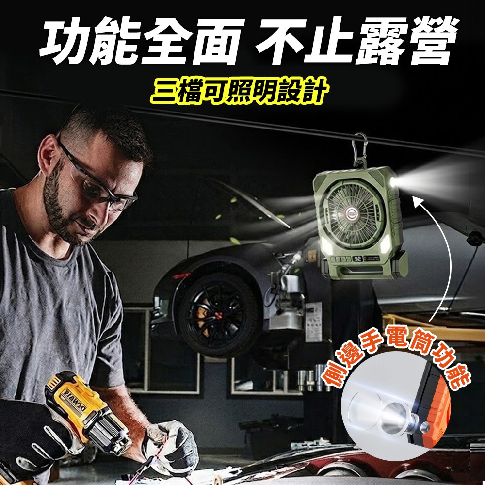 太陽能擺頭風扇 180°自動擺頭 太陽能風扇 戶外風扇 擺頭風扇 露營風扇 風扇燈 充電風扇-細節圖6