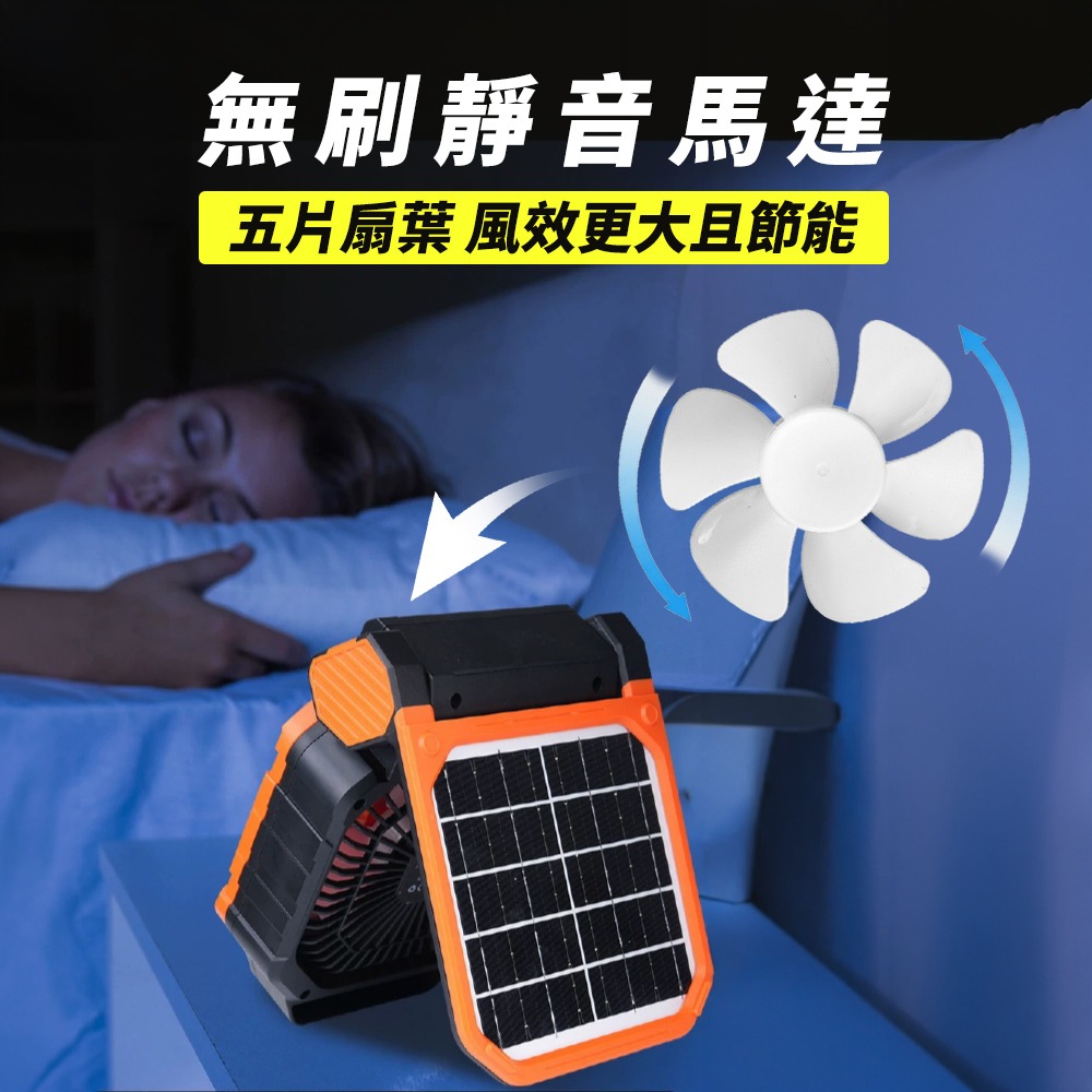 太陽能擺頭風扇 180°自動擺頭 太陽能風扇 戶外風扇 擺頭風扇 露營風扇 風扇燈 充電風扇-細節圖7