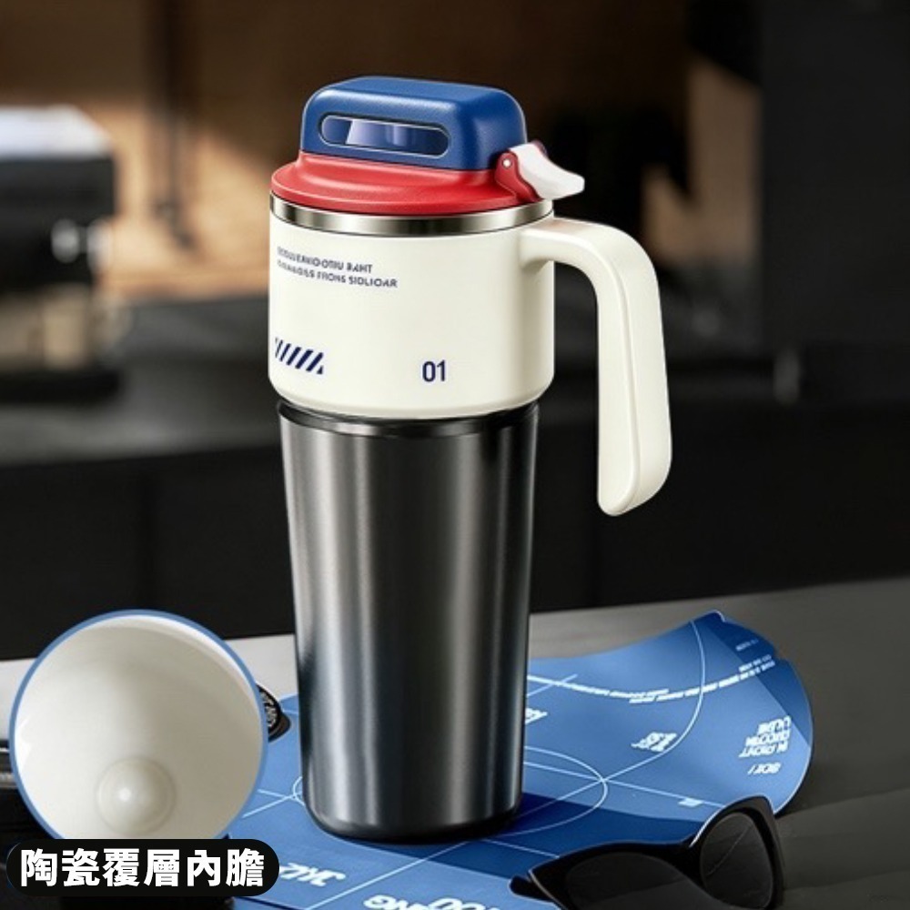 【限時購】賽博巨無霸冰壩杯1000ml 保冰杯 保溫杯 陶瓷內膽保溫杯 吸管杯 冰壩杯 隨行杯 環保杯-規格圖10