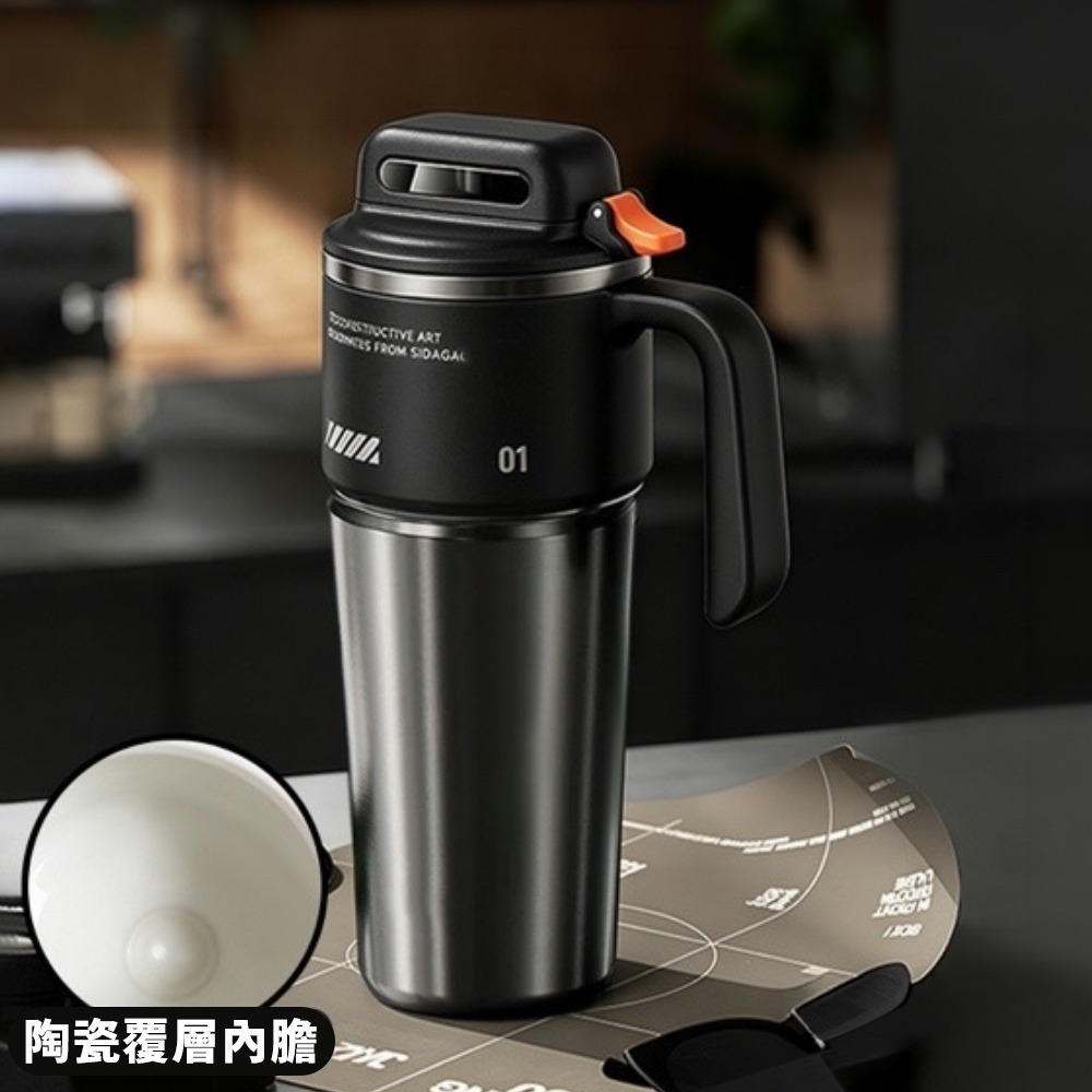 【限時購】賽博巨無霸冰壩杯1000ml 保冰杯 保溫杯 陶瓷內膽保溫杯 吸管杯 冰壩杯 隨行杯 環保杯-規格圖10