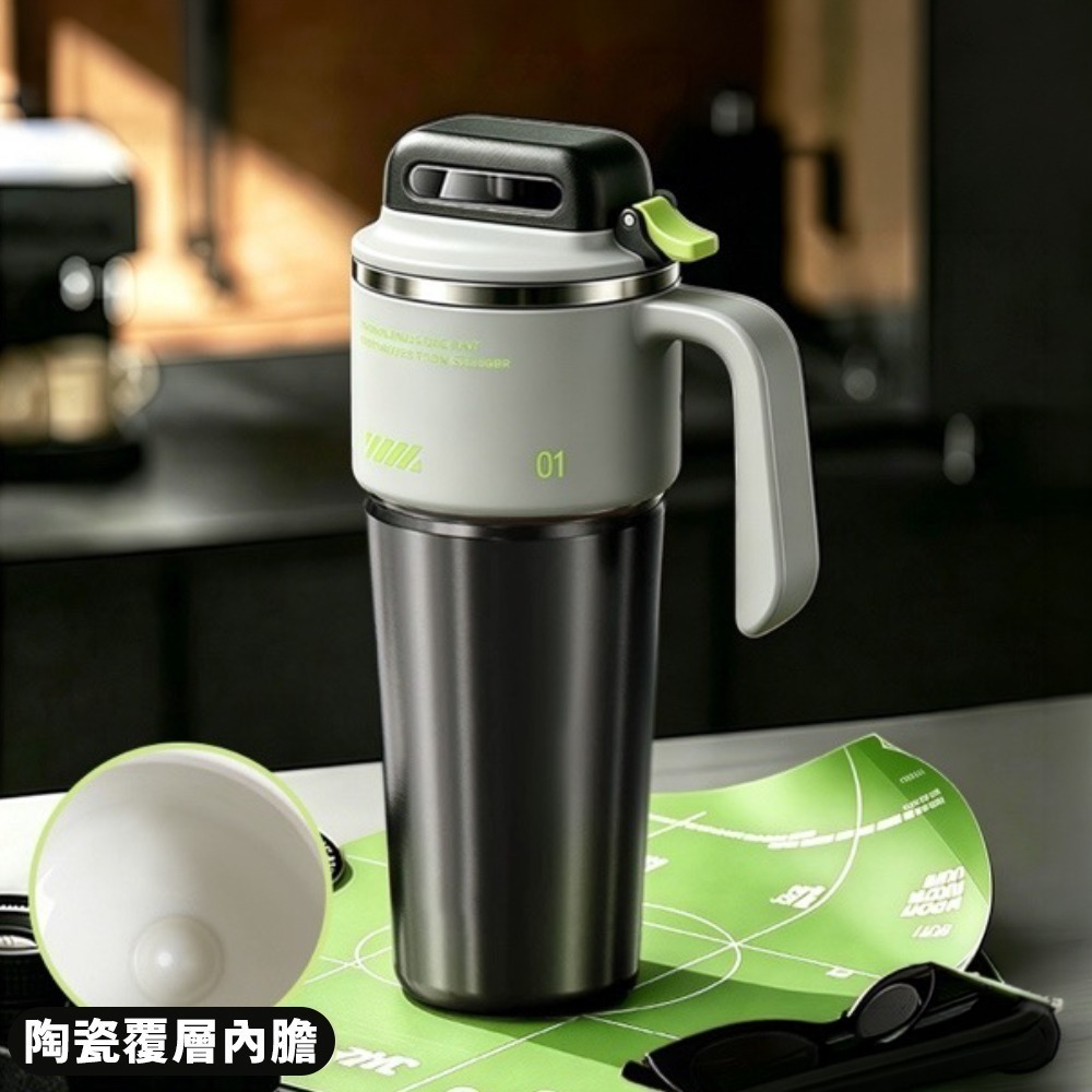 【限時購】賽博巨無霸冰壩杯1000ml 保冰杯 保溫杯 陶瓷內膽保溫杯 吸管杯 冰壩杯 隨行杯 環保杯-規格圖10