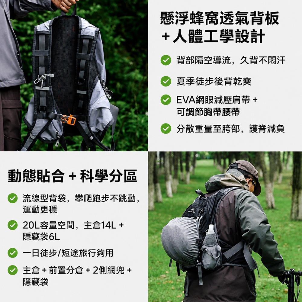 TILLAK登山包 登山背包【減壓背負！體感更輕鬆】 登山後背包 輕量化登山包 後背包 雙肩包 運動背包 旅行背包-細節圖6
