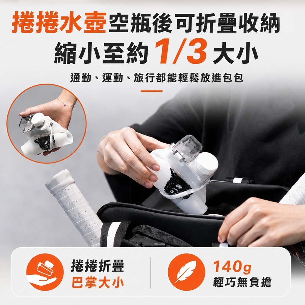 【限時購】Angle捲捲水壺600ml 折疊水壺 運動水壺 軟式水壺 健身水壺 登山水壺 可捲式水壺-細節圖2