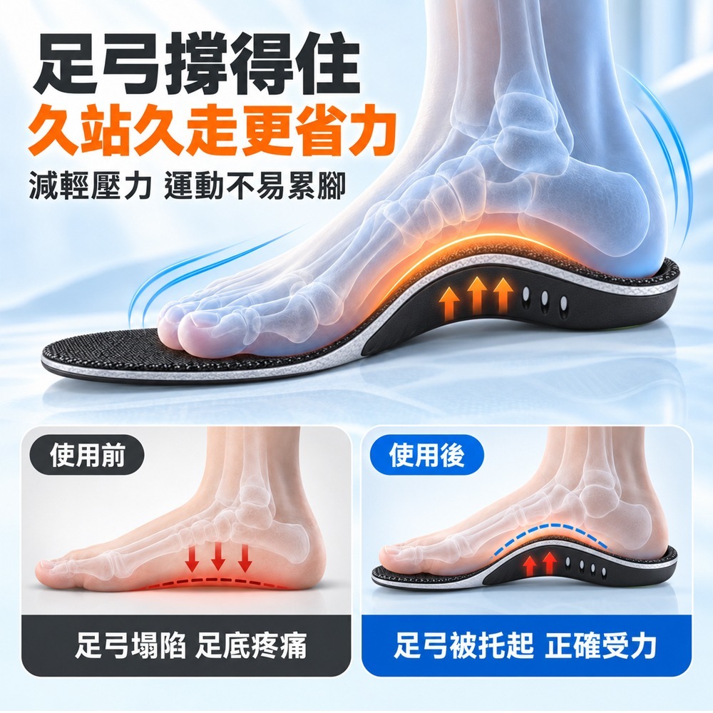 足弓鞋墊 足底筋膜鞋墊 鞋墊 減壓 久站 運動鞋墊 減壓鞋墊-細節圖4