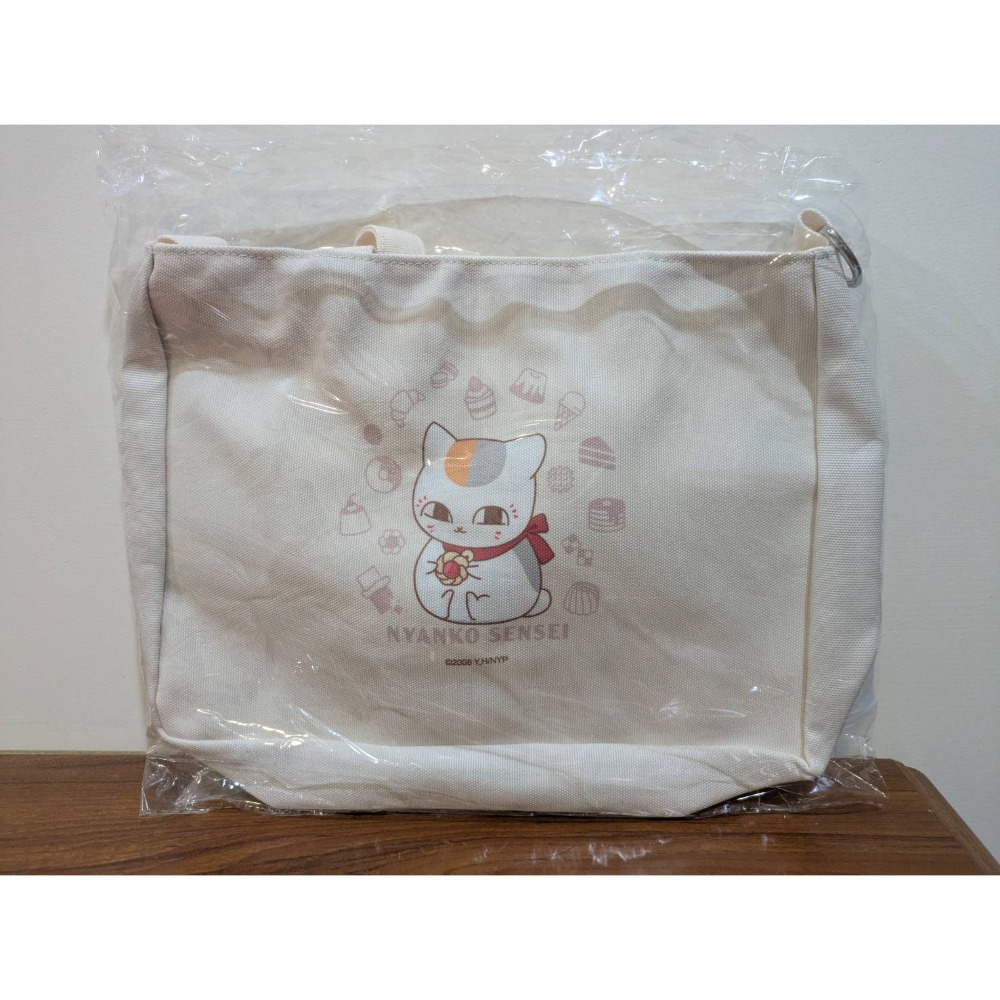 可領券 全新 夏目友人帳 側背包 簡約兩用 B款 貓 木棉花正版-細節圖2