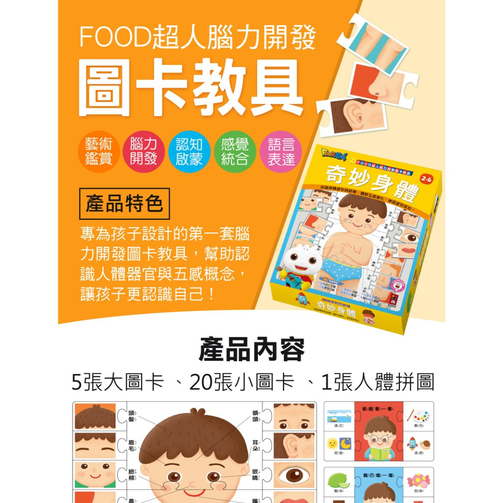 ✨現貨✨《風車》FOOD超人腦力開發圖卡教具：奇妙身體⭐️童書團購批發⭐️-細節圖2