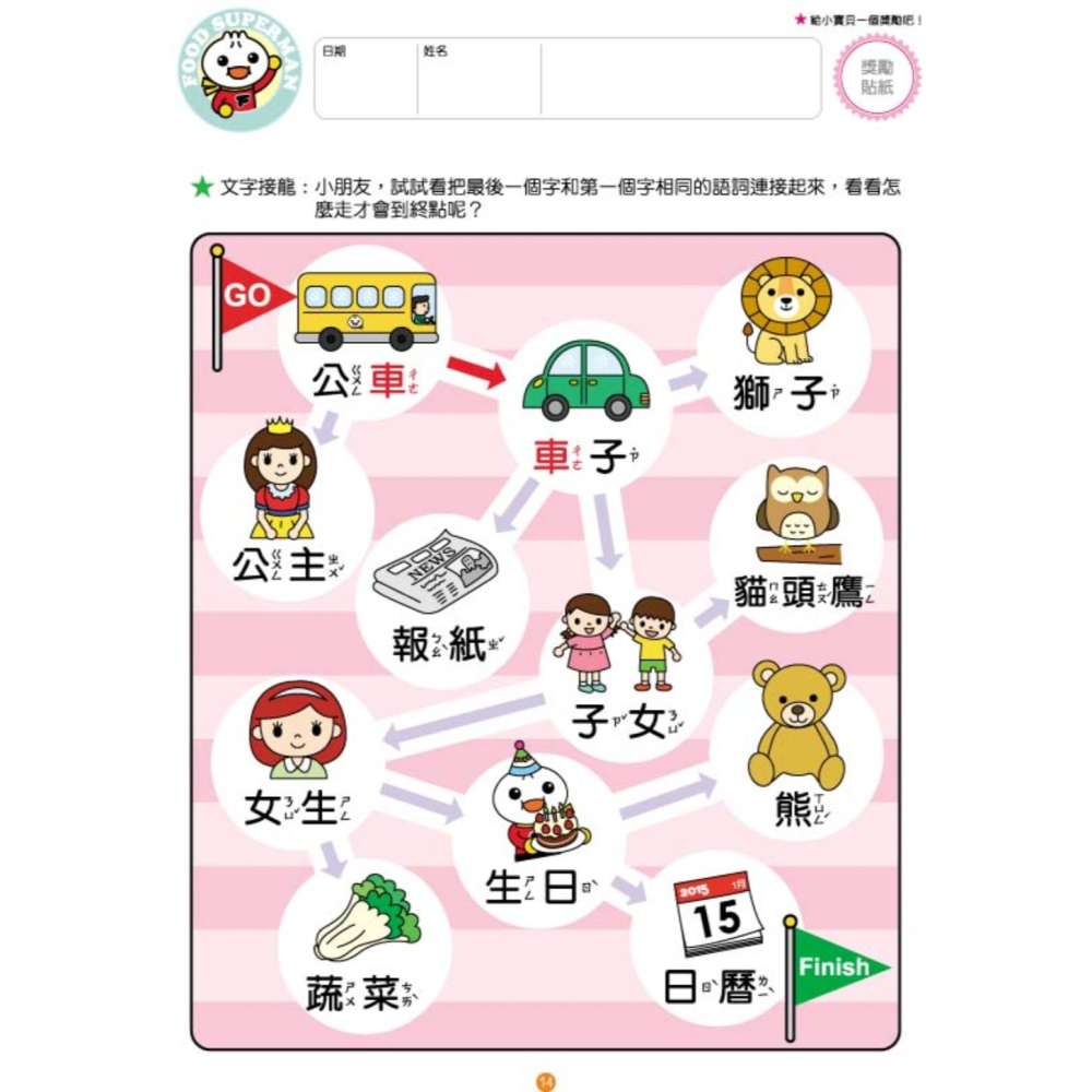 ✨現貨✨《風車》我會寫國字：FOOD超人頭腦開發練習（3~6歲）⭐️童書團購批發⭐️-細節圖4