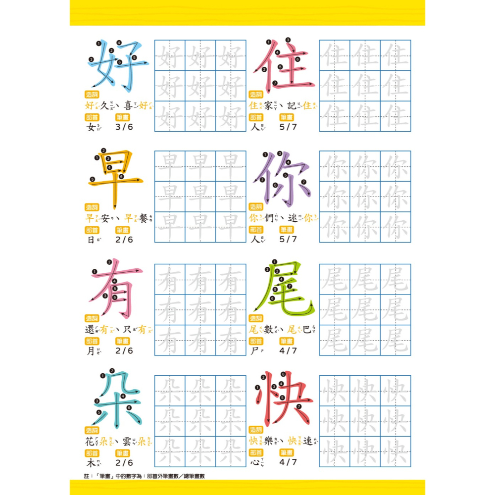 ✨現貨✨《双美生活文創》我的第一套魔法凹槽練習寫字書：小一國字先修（內含1款小魚造型握筆器、1隻可愛筆管、4支魔法筆芯）-細節圖6