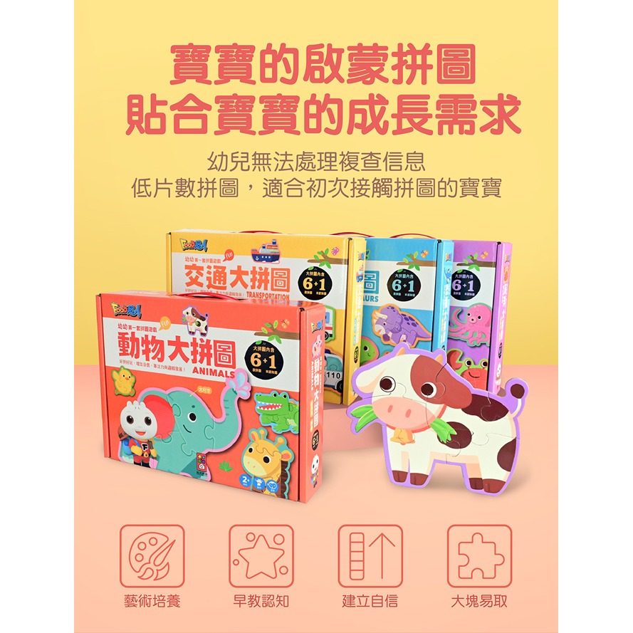 ✨現貨✨《風車》恐龍大拼圖-FOOD超人幼幼第一套拼圖遊戲⭐️童書團購批發⭐️-細節圖2