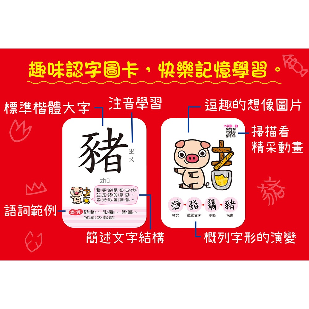 ✨現貨✨《幼福》記憶認字圖畫卡：動物植物（40張雙面認字圖卡，QR Code看學習動畫）【鐵盒收納】⭐️童書團購批發-細節圖6