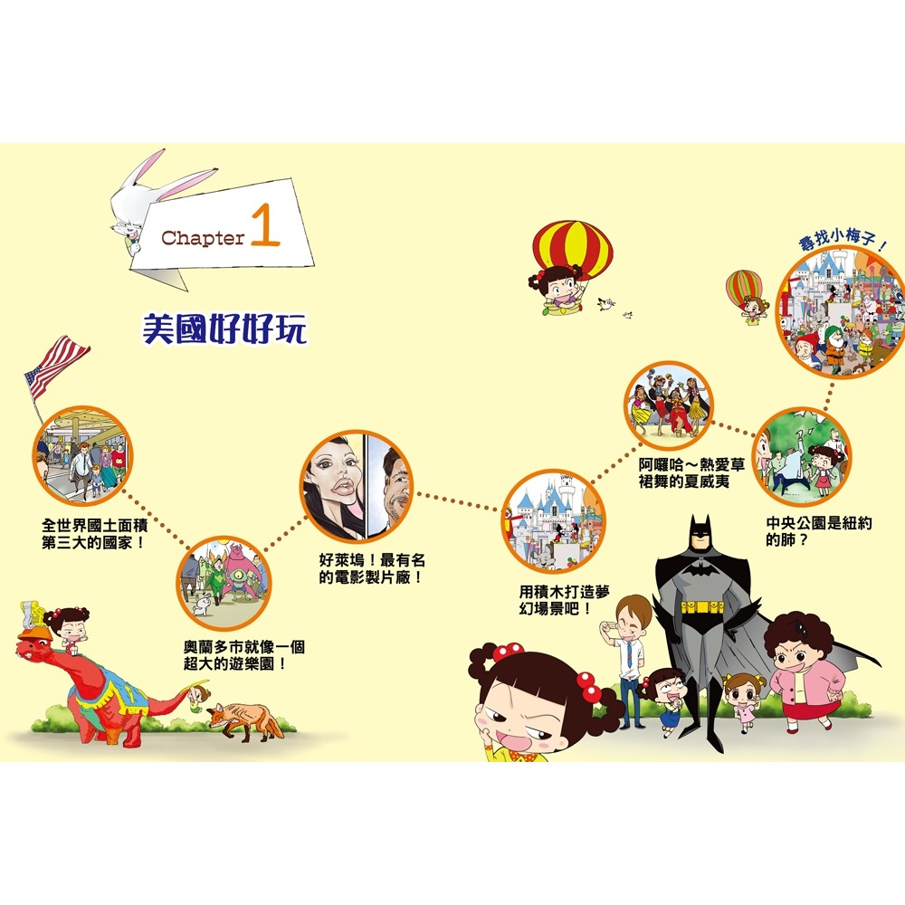✨現貨✨《和平國際》【知識漫畫環遊世界】哈囉小梅子：坐飛機到美國⭐️童書團購批發⭐️-細節圖3